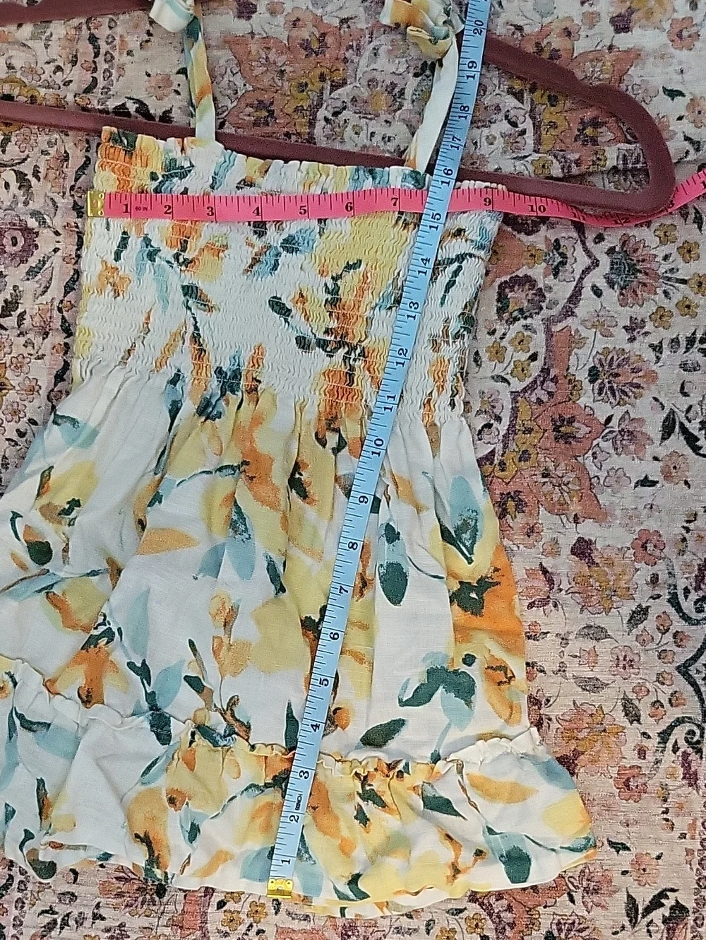 GAP Baby Size 4 Yr Toddler Natural Fabrics Yellow Floral Smocked Sundress Girls
